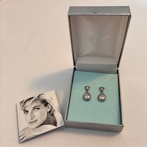Princess Diana Althorp Estate Sterling Silver Cubic Zirconia Drop Earrings RARE